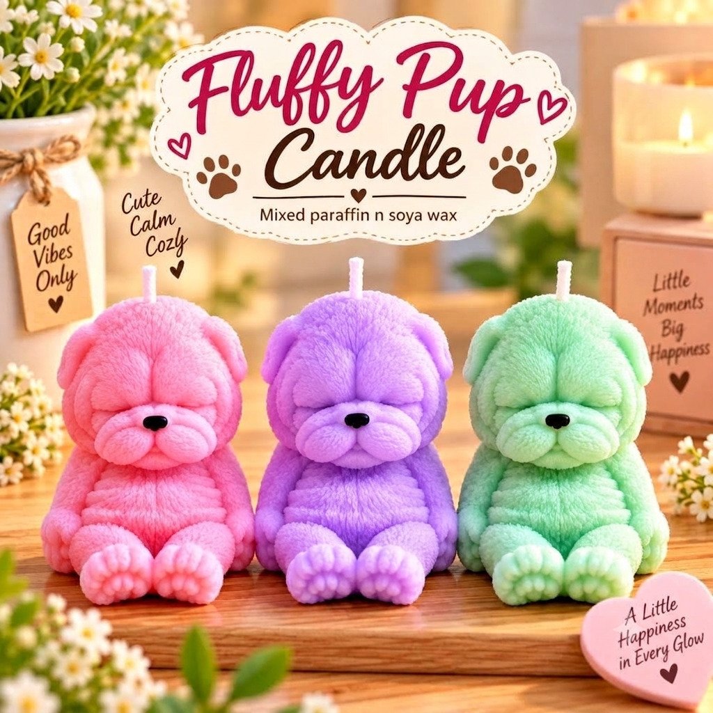 Fluffy Pup Candle